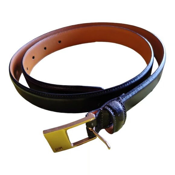 Lauren Ralph Lauren Italian Black Leather Belt Size Large - Picture 1 of 4